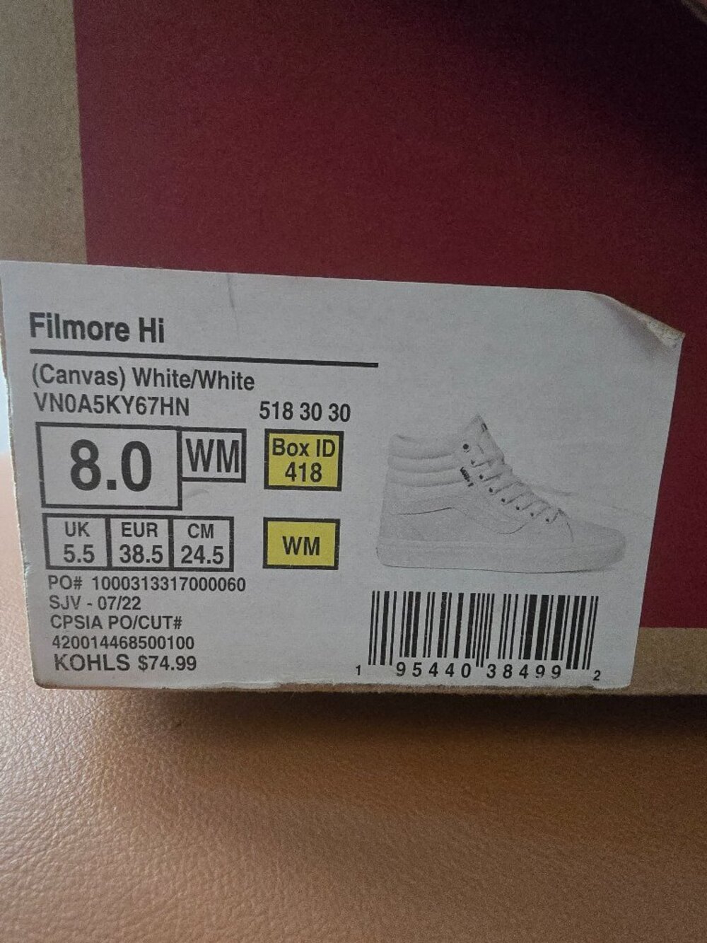 Vans Filmore Hi canvas high top women's 8